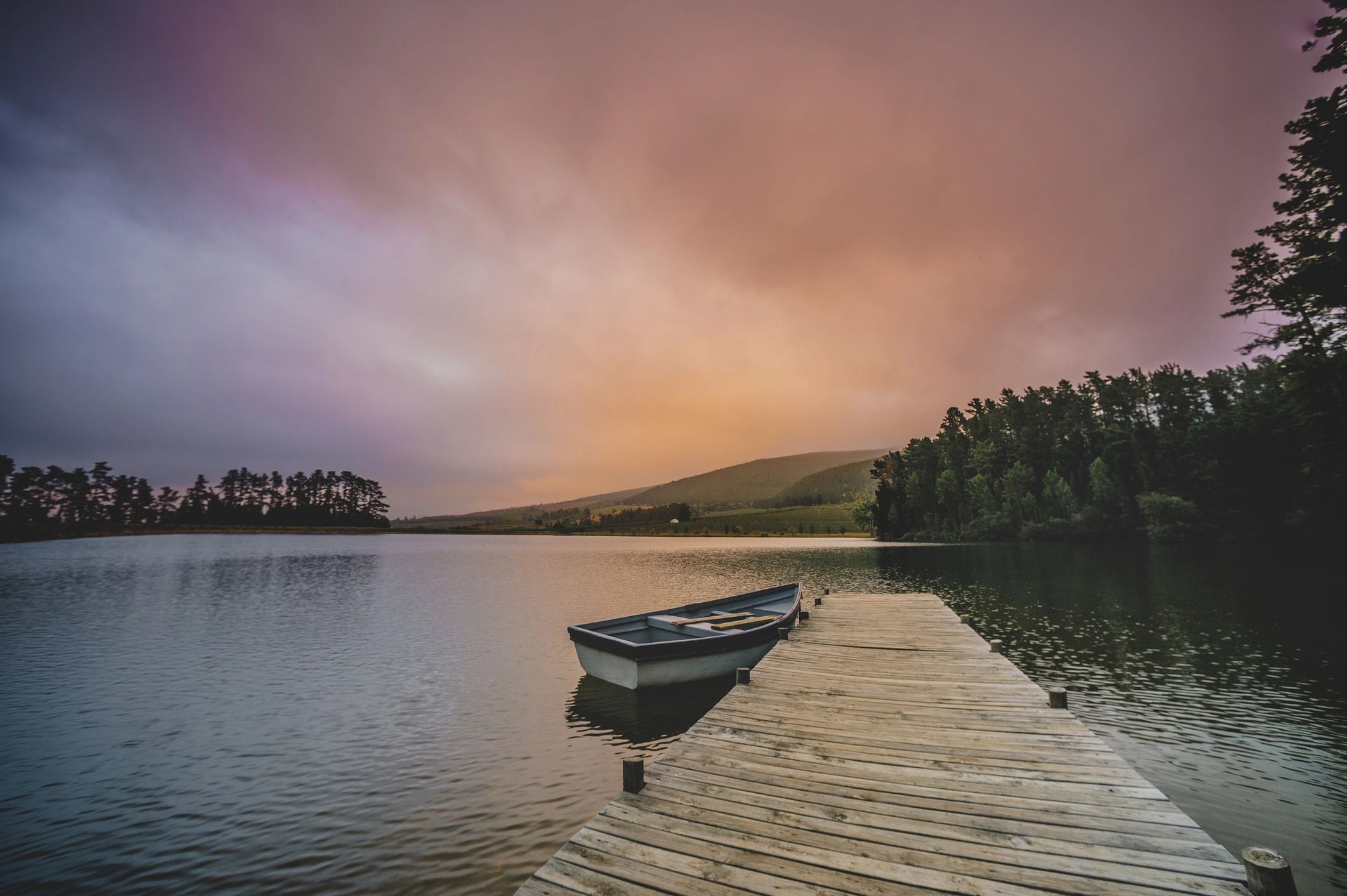 Evergreen lake view in a mountain setting